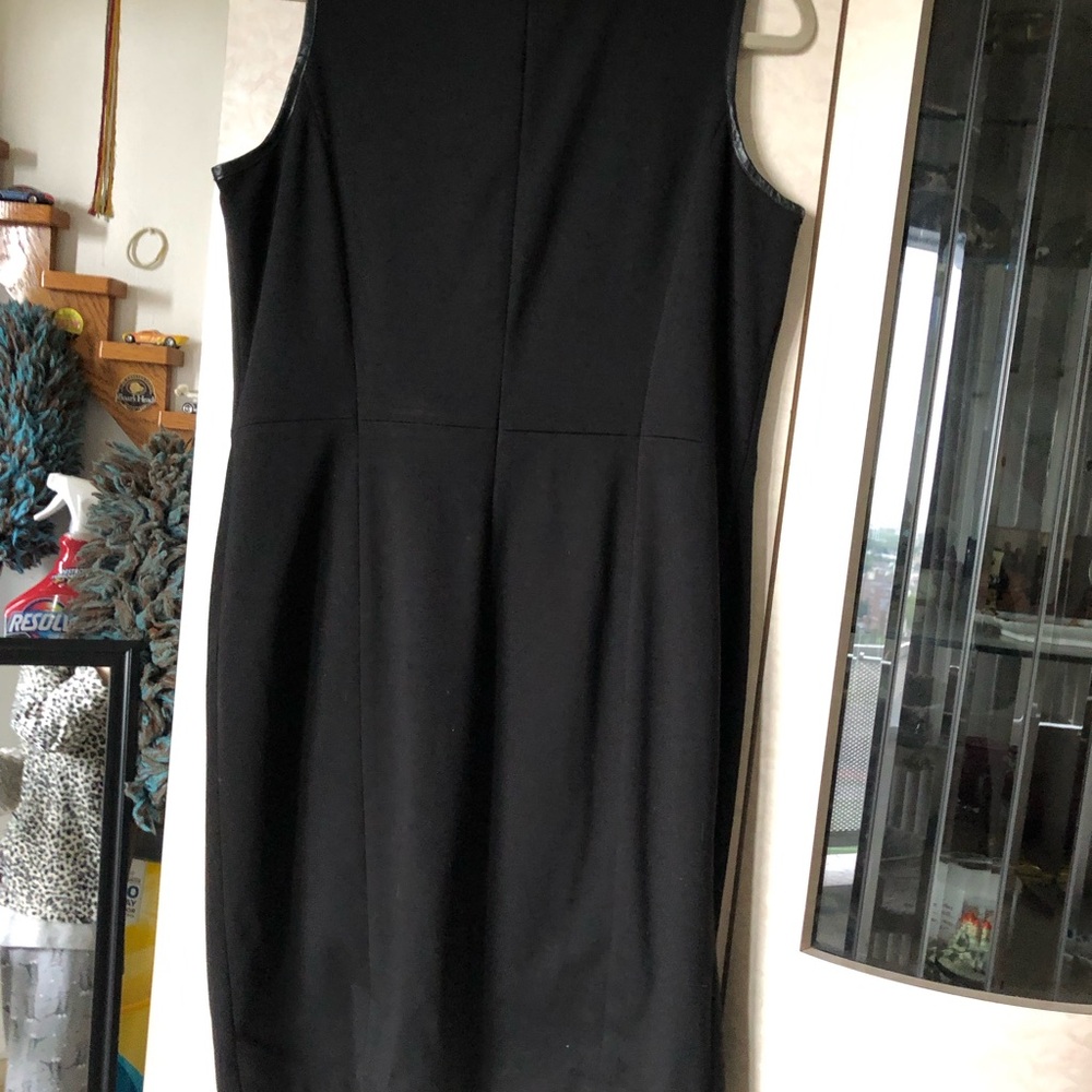 IMAN Black Faux-Leather Paneled Midi Dress - Picture 3 of 5